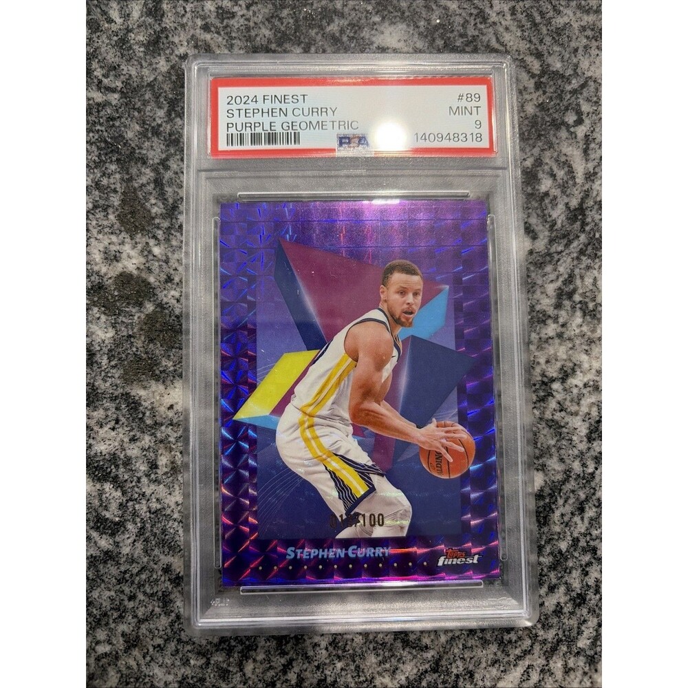 2024 Topps Finest Steph Curry #89 Purple Geometric /100 POP 1! PSA 9 Warriors